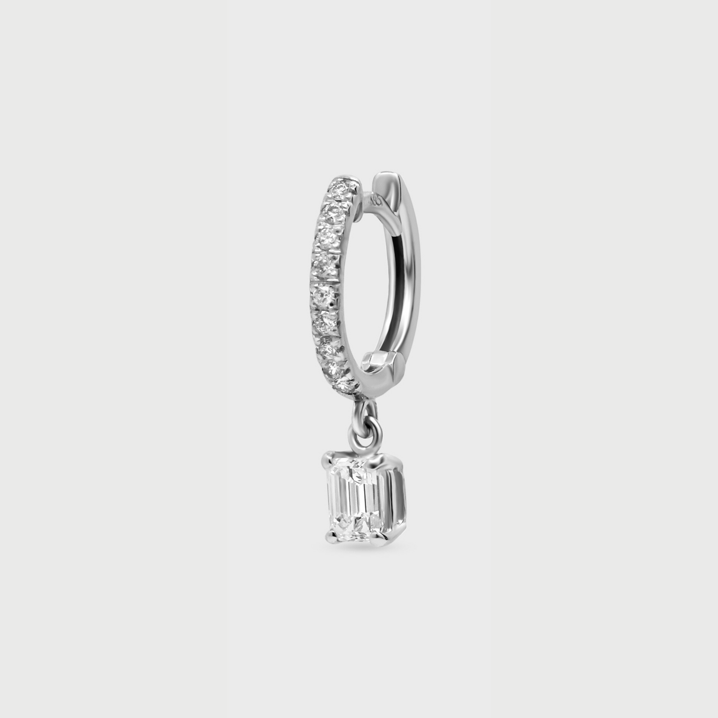 Emerald Cut Pave Charm Hoops