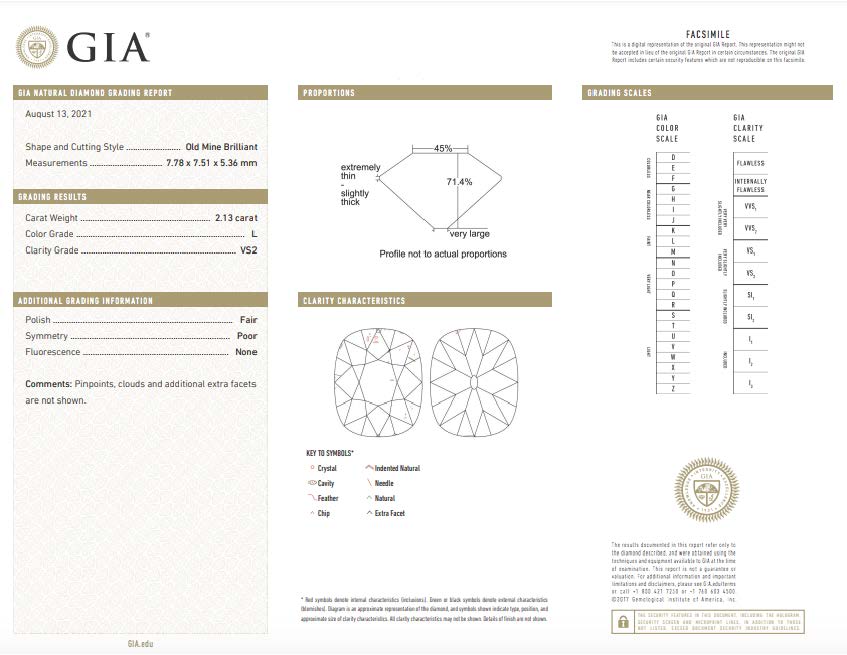 2.13ct Old Mine Engagement Ring