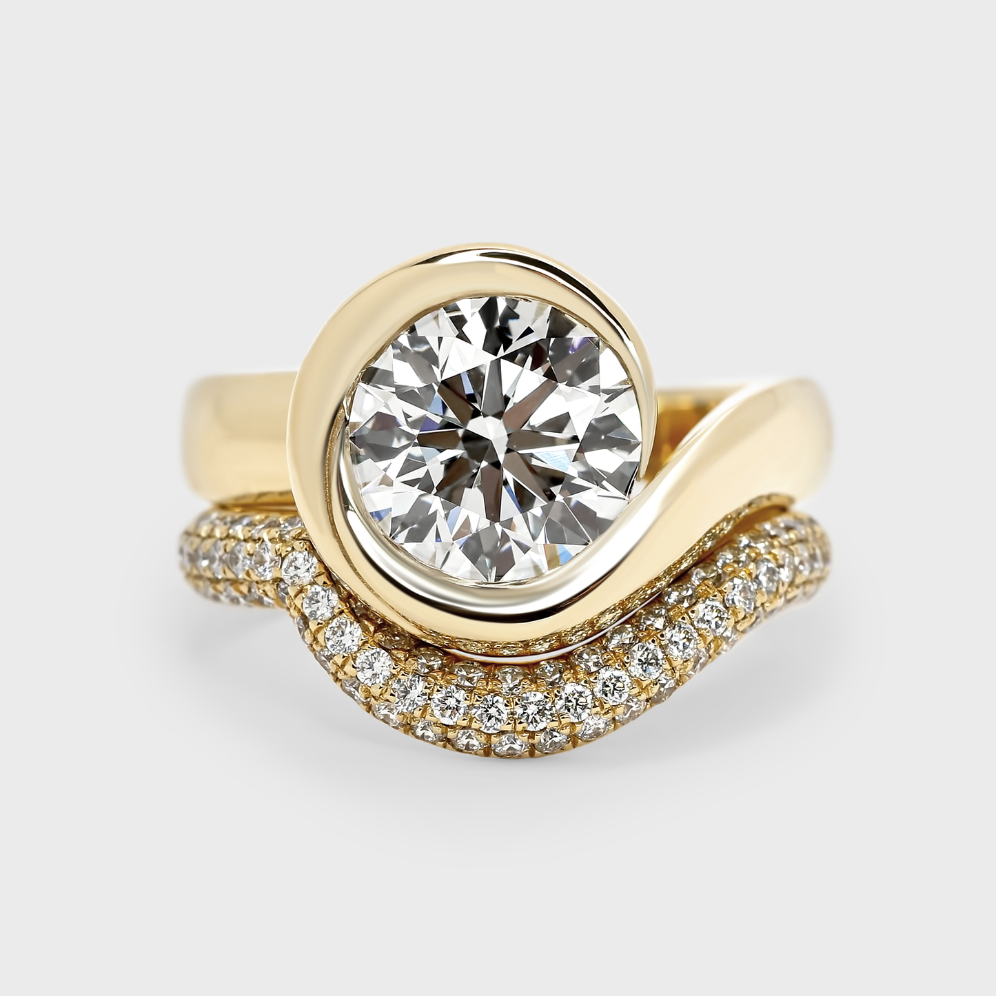 Curved Triple Row Pave Band