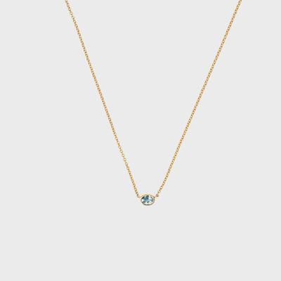 Gemstone Bezel Set Oval Necklace