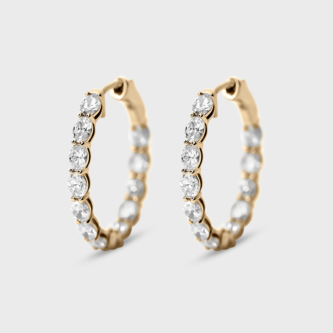 Oval Diamond Hoops