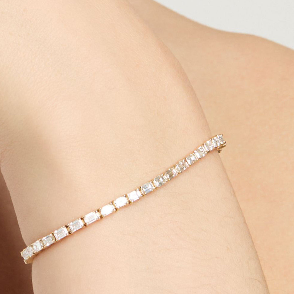 East West Emerald Cut Tennis Bracelet