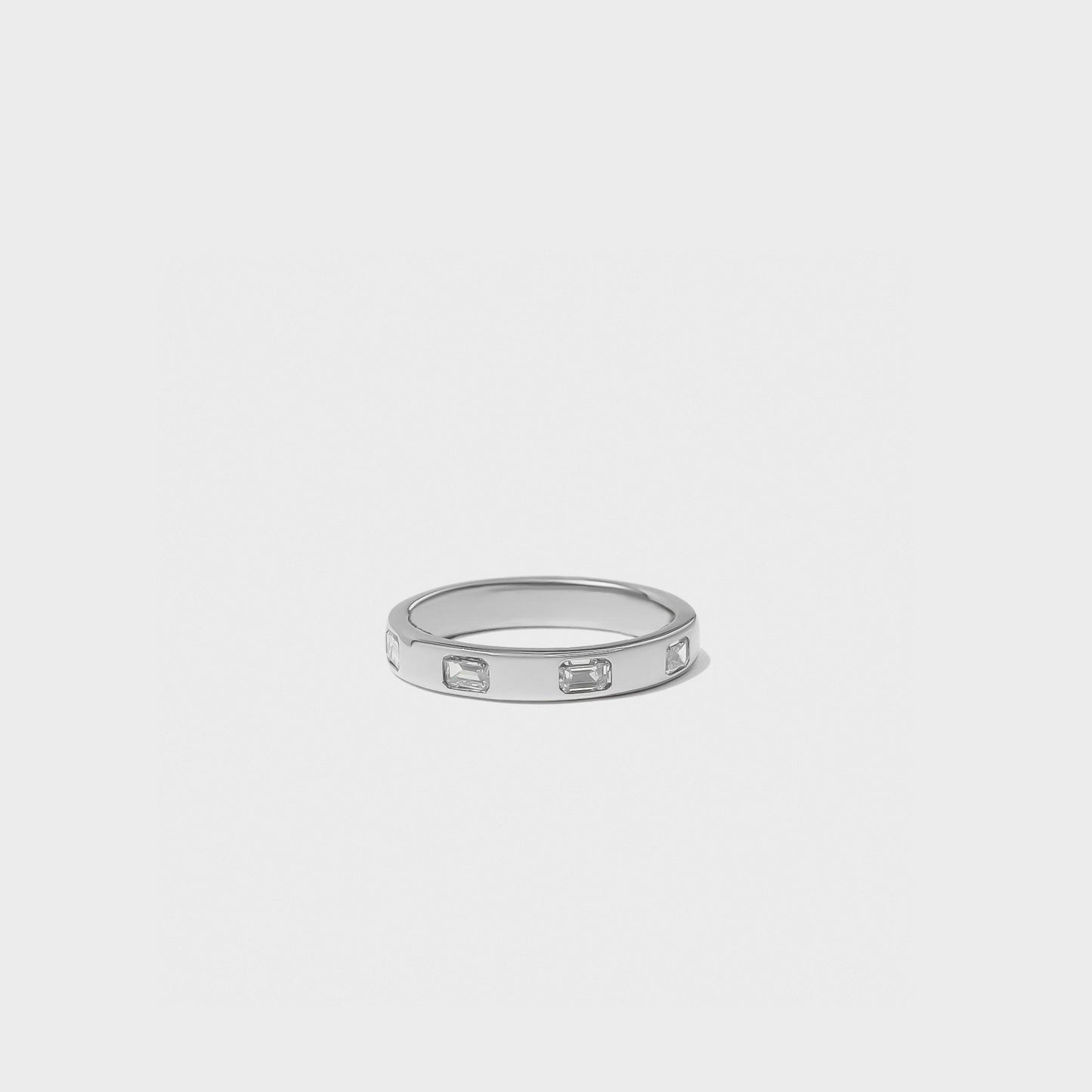 Bold Inlay Emerald Cut Diamond Band