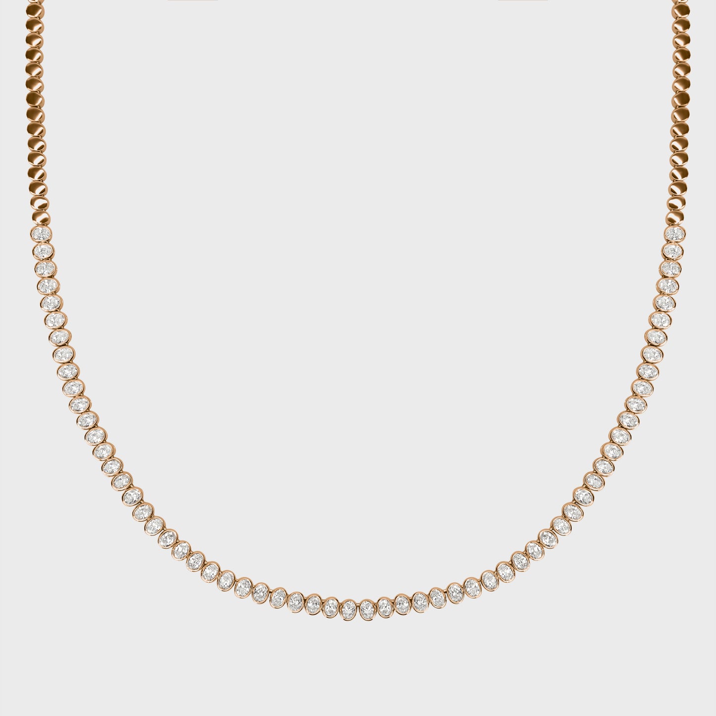 Bezel Set Oval Tennis Necklace