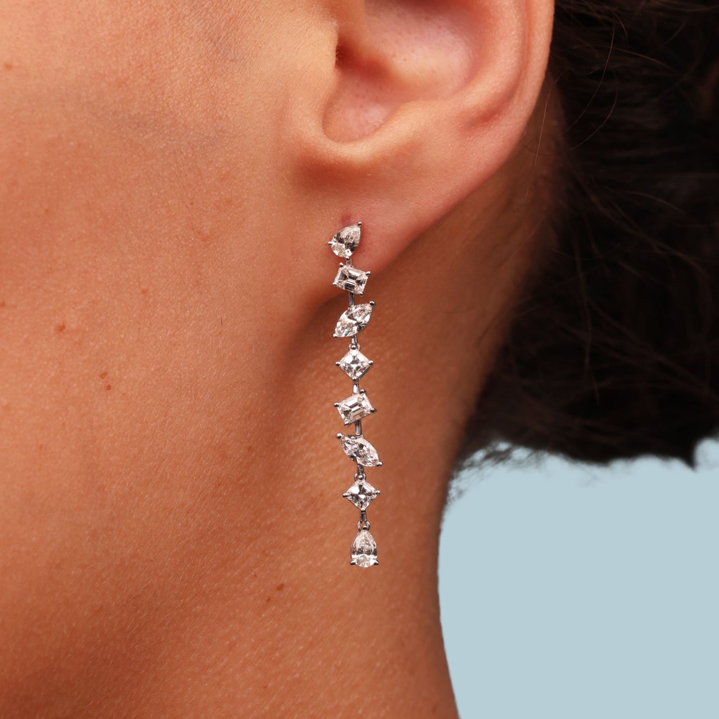 Mixed Fancy Shape Diamond Drop Earrings