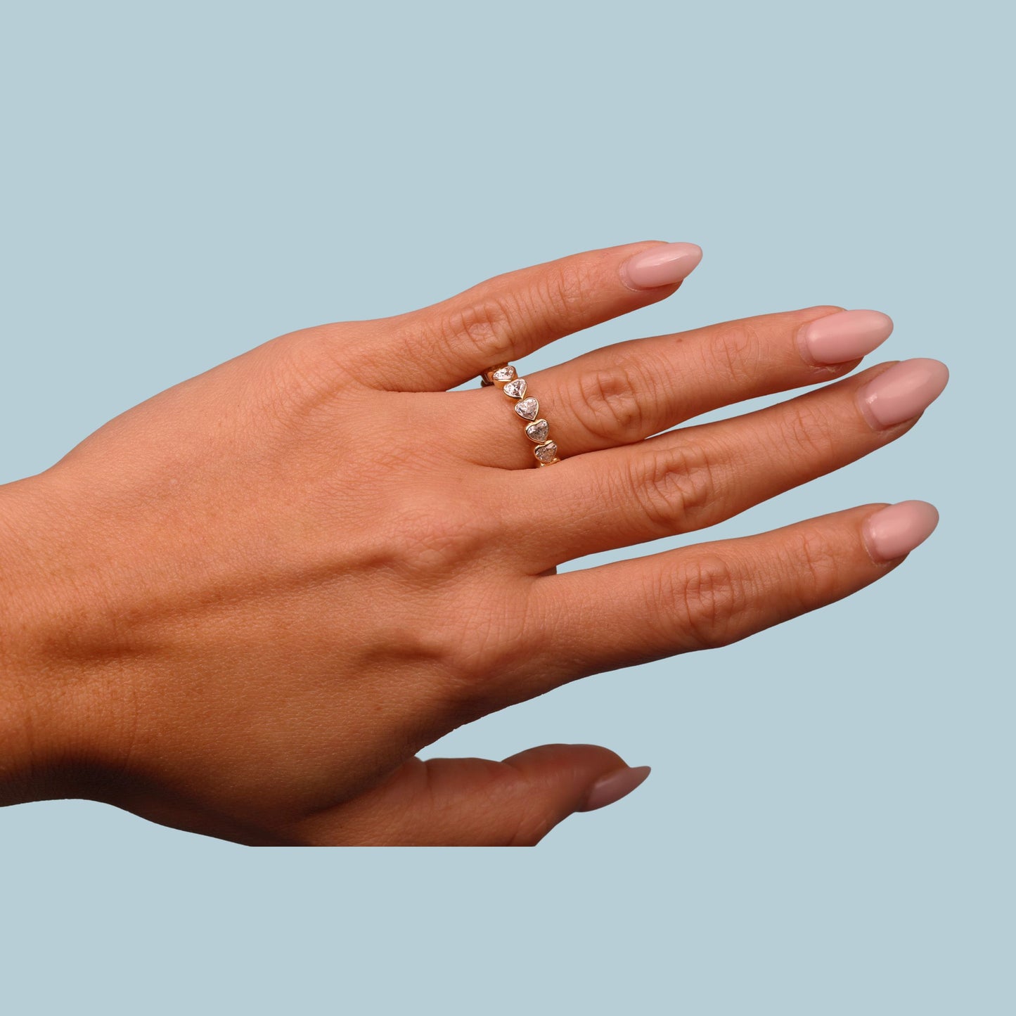 Bezel Set East West Heart Band