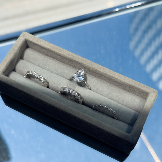 Natural Diamond Pear Shape Engagement Ring in Jewelry Tray