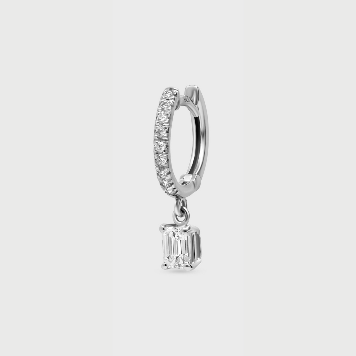 Emerald Cut Pave Charm Hoops