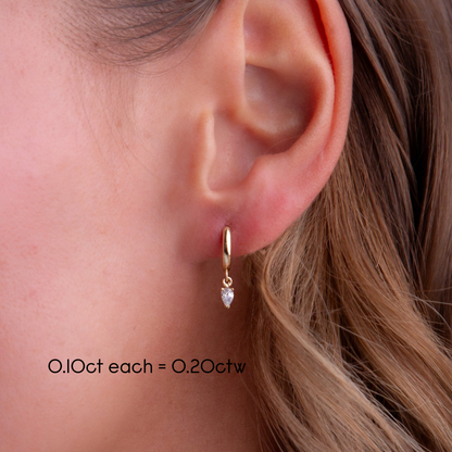 Diamond Pear Charm Hoops