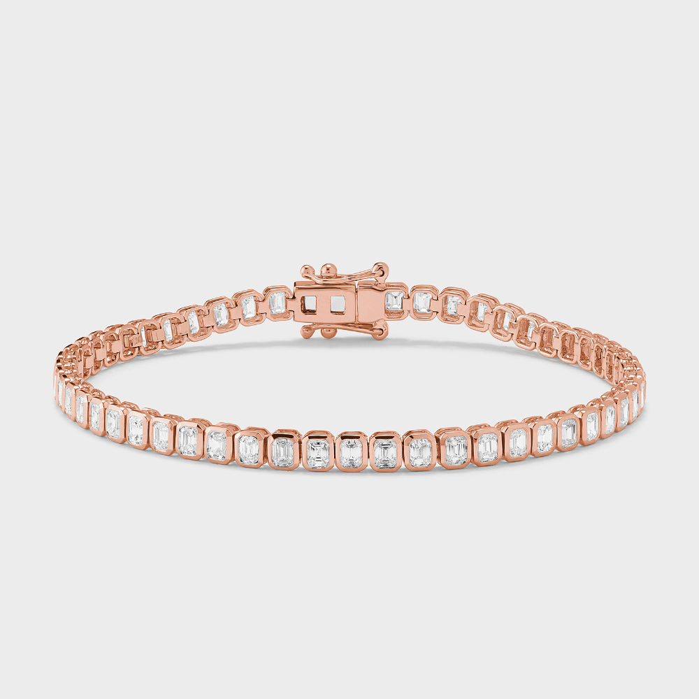 Bezel Set Emerald Cut Tennis Bracelet