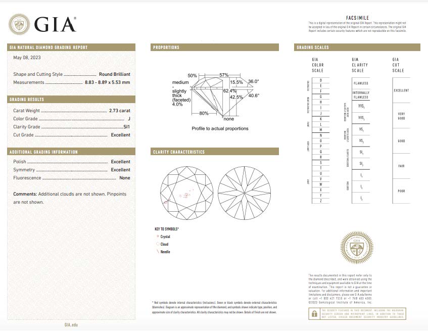 2.73ct Round Engagement Ring