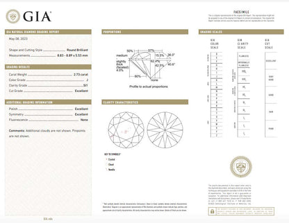 2.73ct Round Engagement Ring