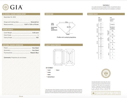 3.40ct Emerald Cut Engagement Ring