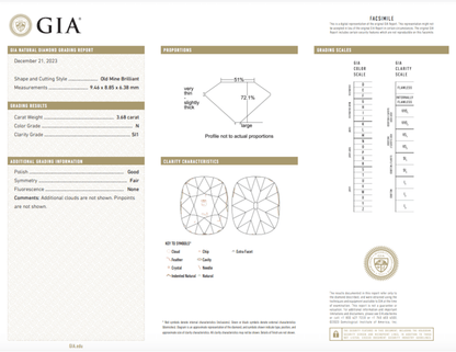 3.68ct Old Mine Engagement Ring