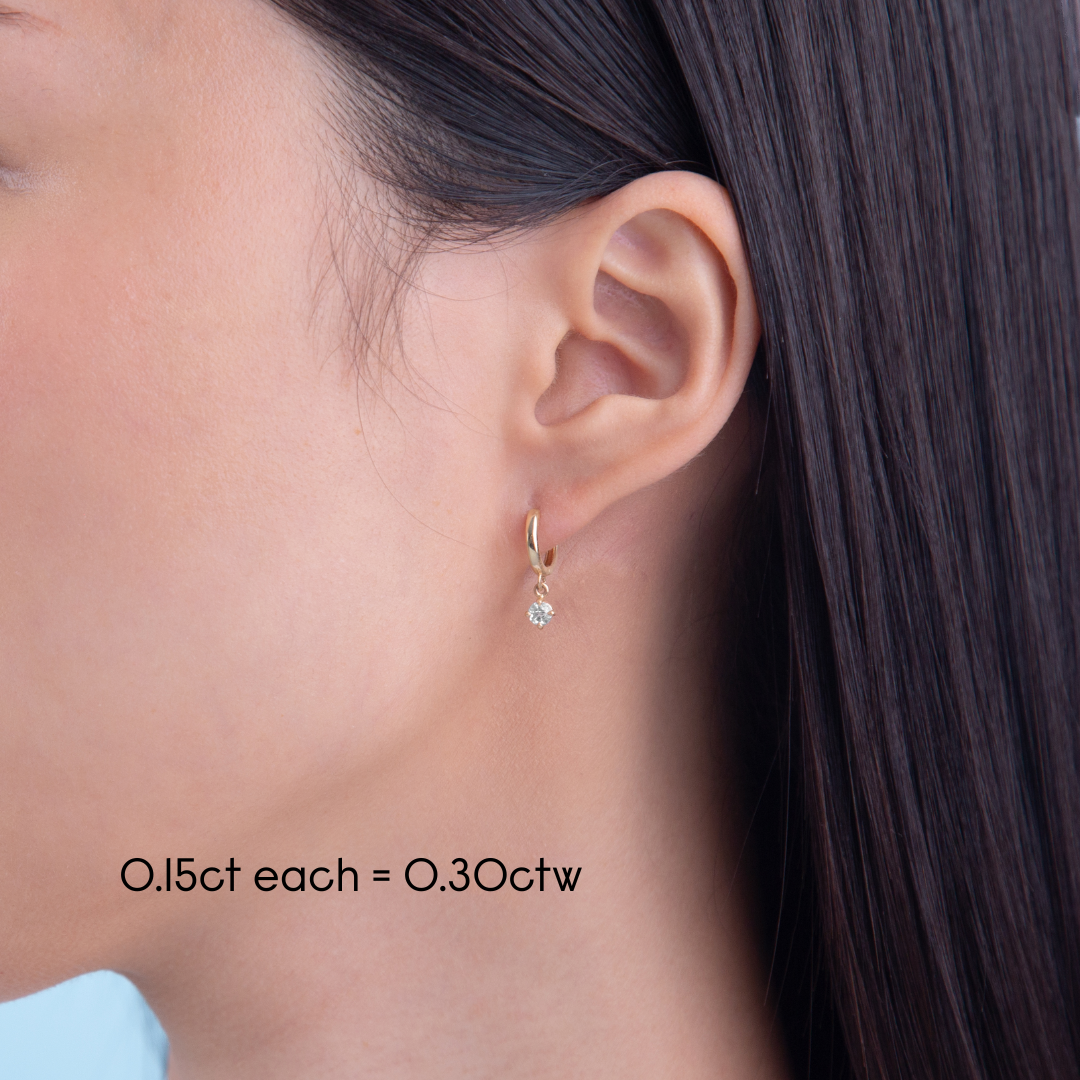 Diamond Round Charm Hoops