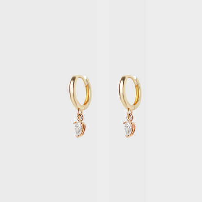 Diamond Pear Charm Hoops
