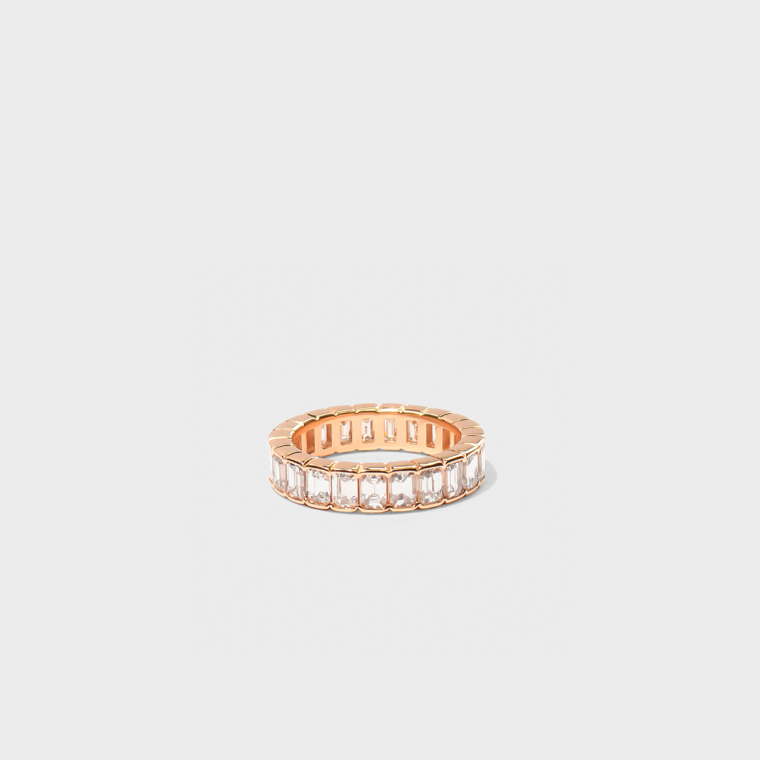 Half Bezel Emerald Cut Band