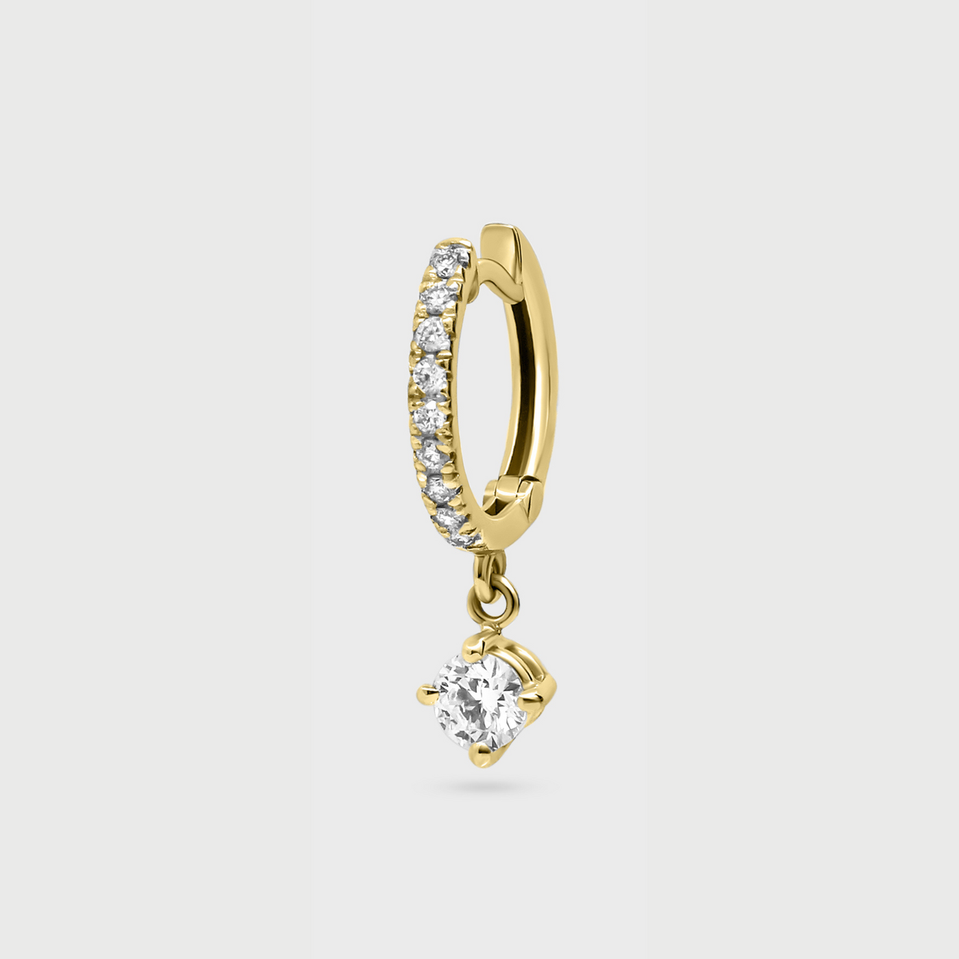 Round Pave Charm Hoops