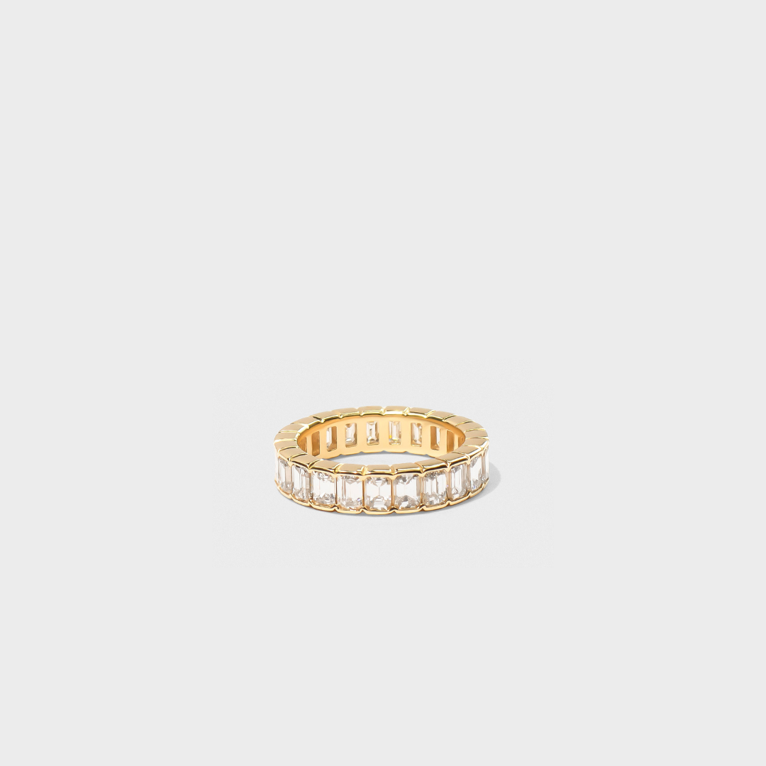 Half Bezel Emerald Cut Band