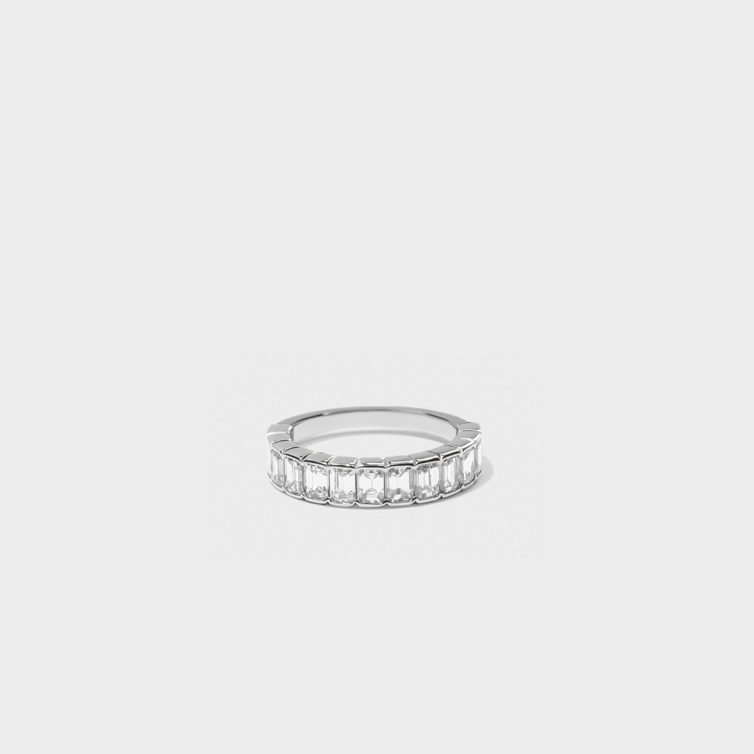Half Bezel Emerald Cut Band