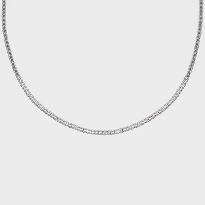 Bezel Set Emerald Cut Tennis Necklace