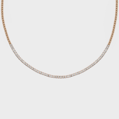 Bezel Set Emerald Cut Tennis Necklace