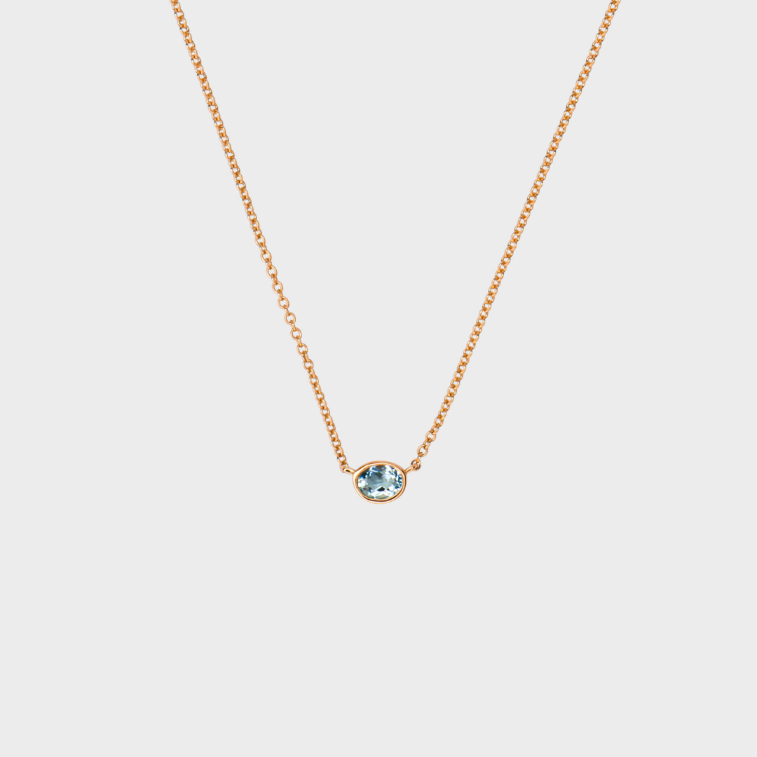 Gemstone Bezel Set Oval Necklace