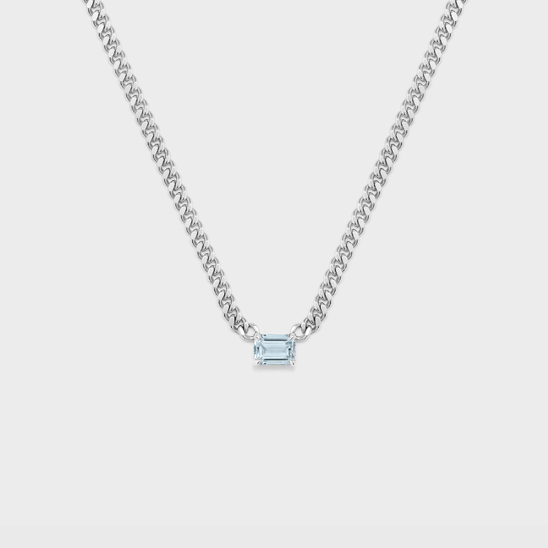 Gemstone Emerald Cut Chelsea Chain Necklace