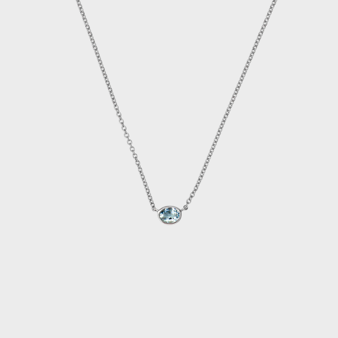 Gemstone Bezel Set Oval Necklace