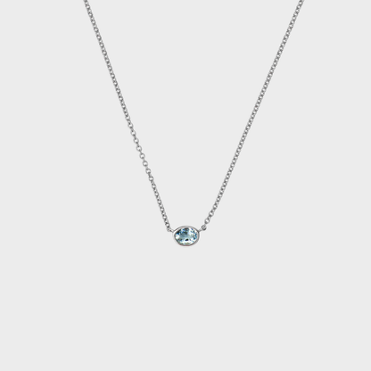 Gemstone Bezel Set Oval Necklace