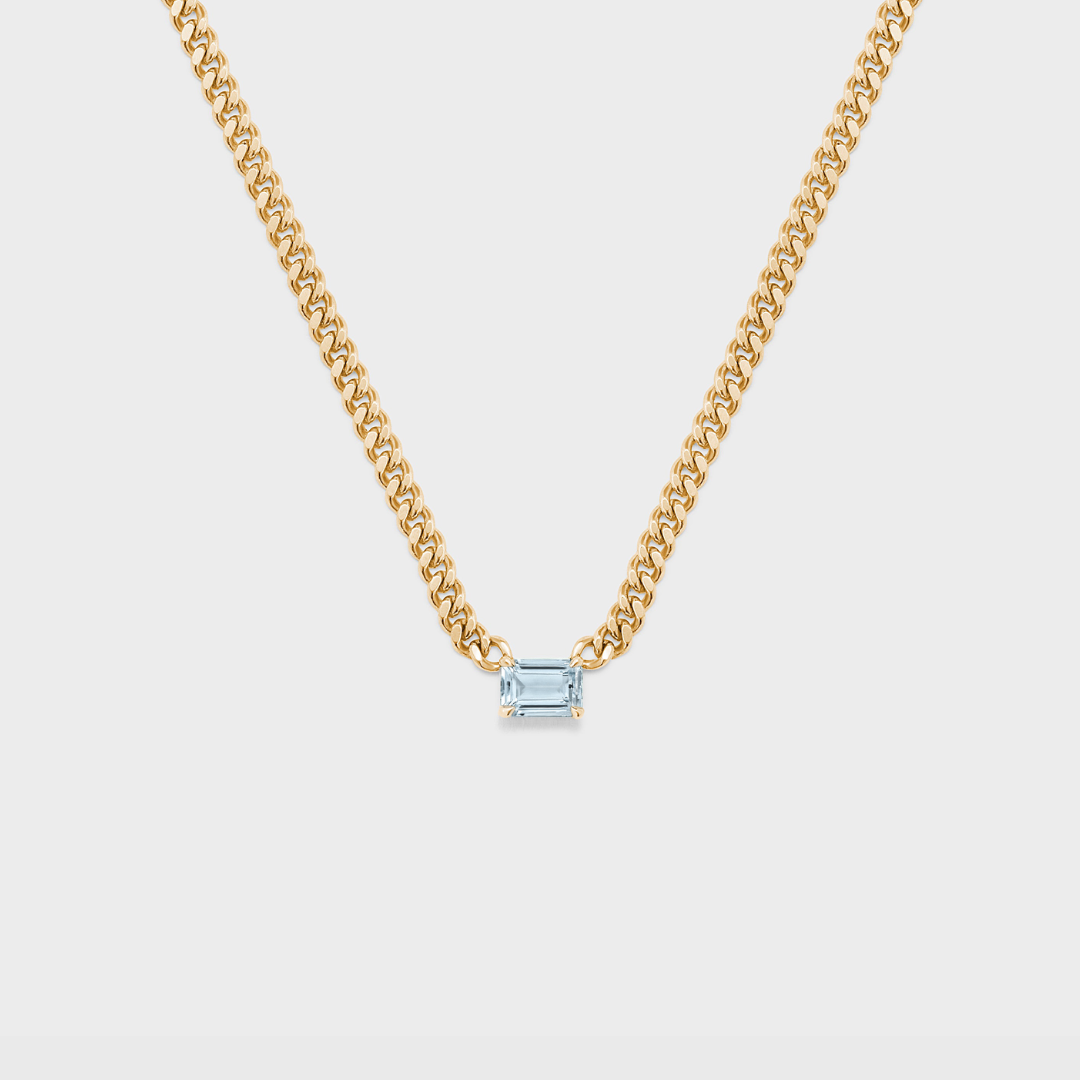 Gemstone Emerald Cut Chelsea Chain Necklace