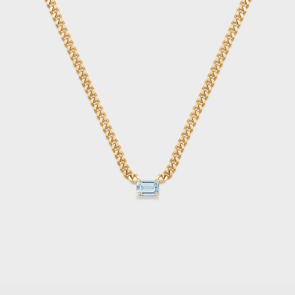 Gemstone Emerald Cut Chelsea Chain Necklace