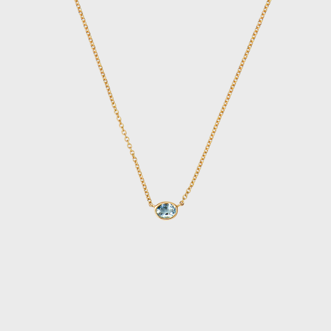 Gemstone Bezel Set Oval Necklace