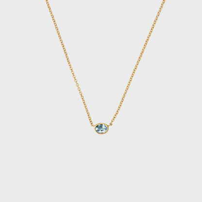 Gemstone Bezel Set Oval Necklace