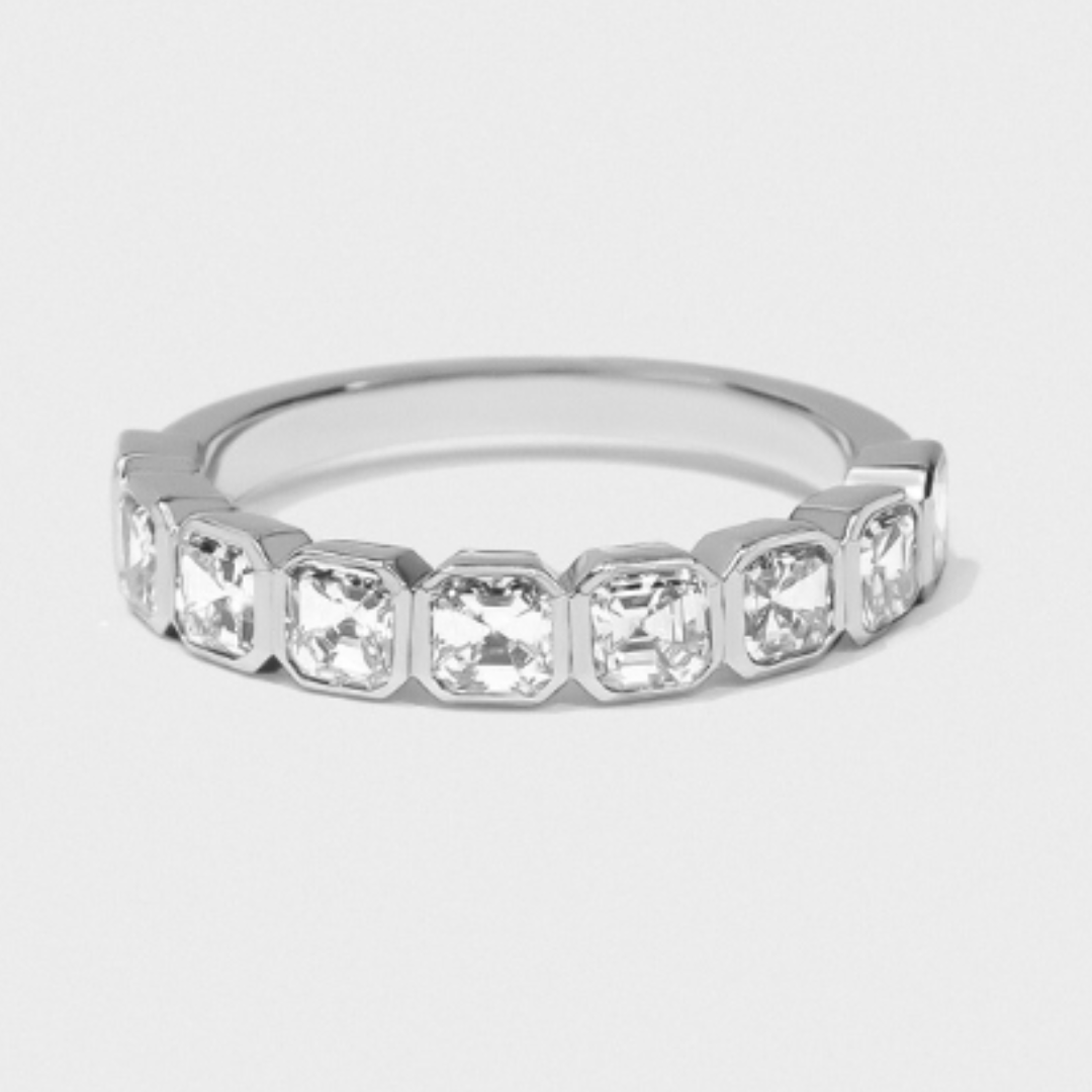 Bezel Set Asscher Cut Band