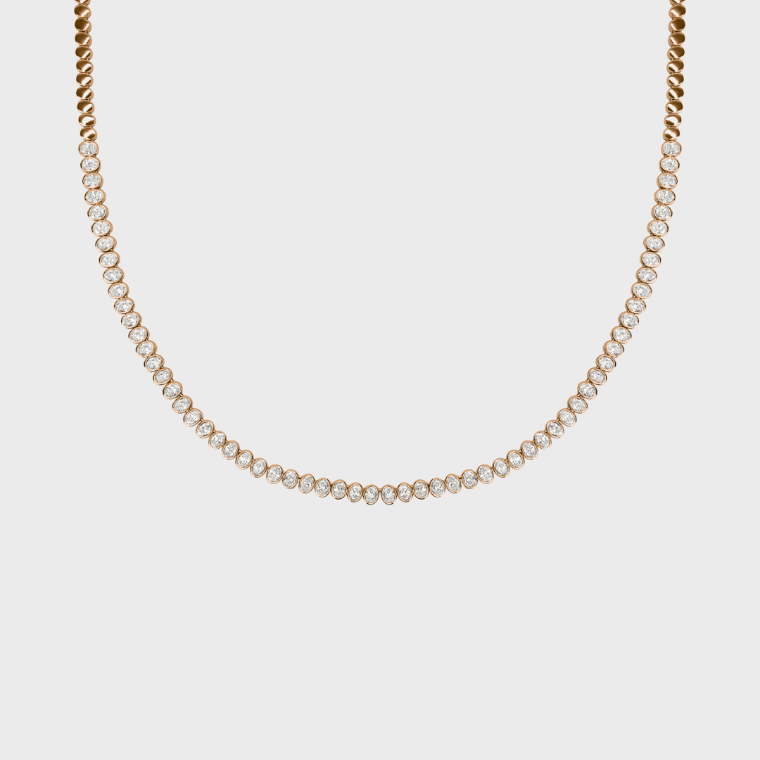 Bezel Set Oval Tennis Necklace