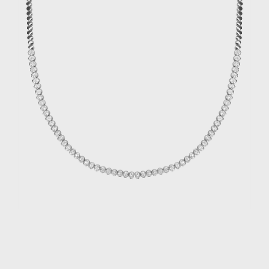 Bezel Set Oval Tennis Necklace