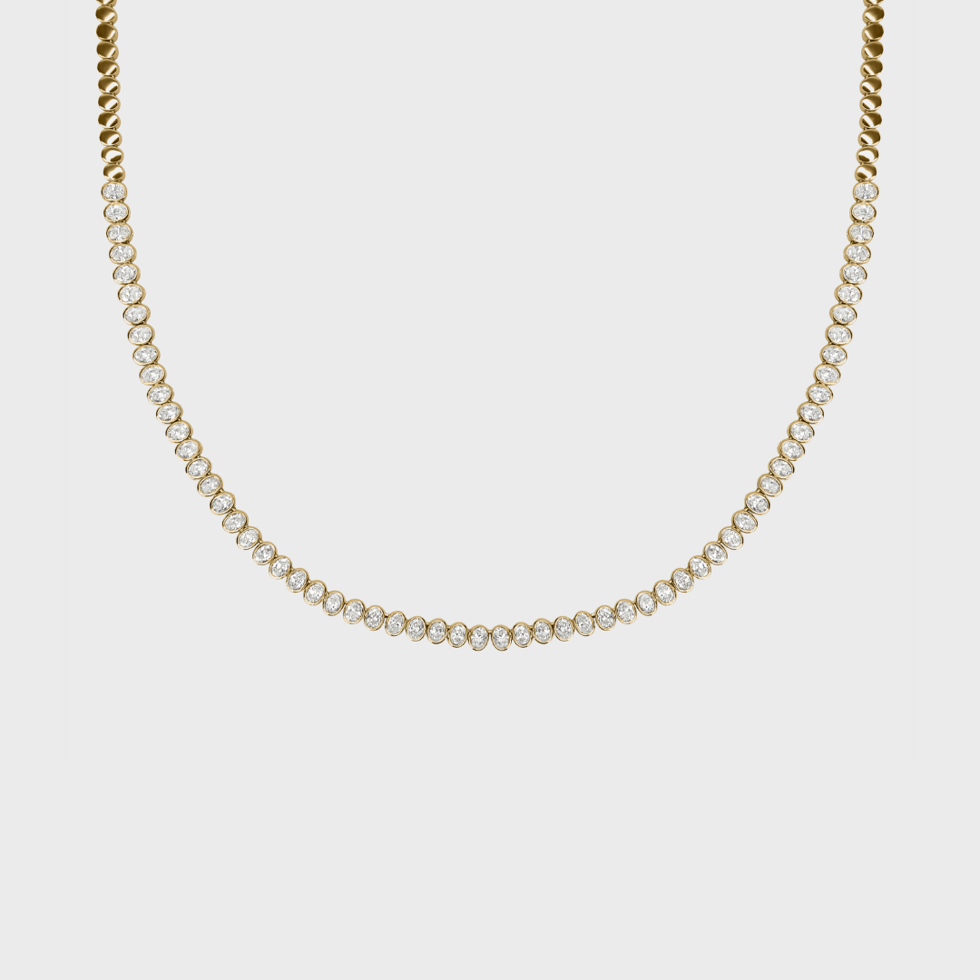Bezel Set Oval Tennis Necklace