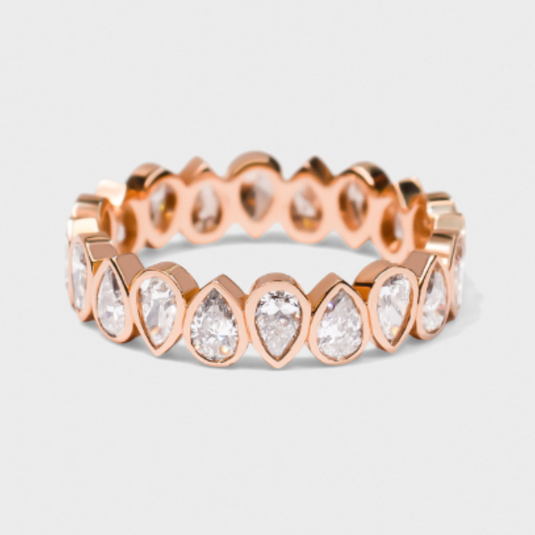 Bezel Set Pear Shape Band