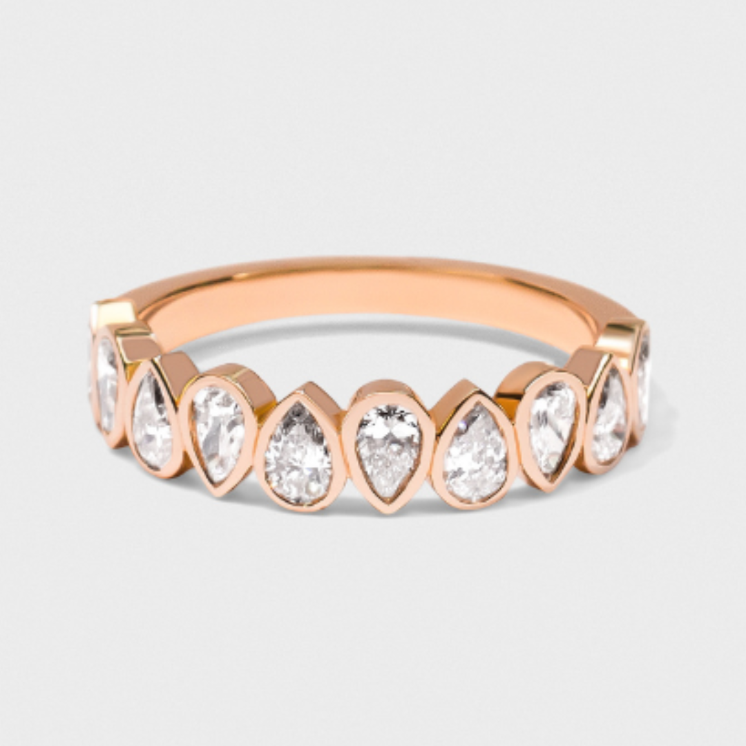 Bezel Set Pear Shape Band
