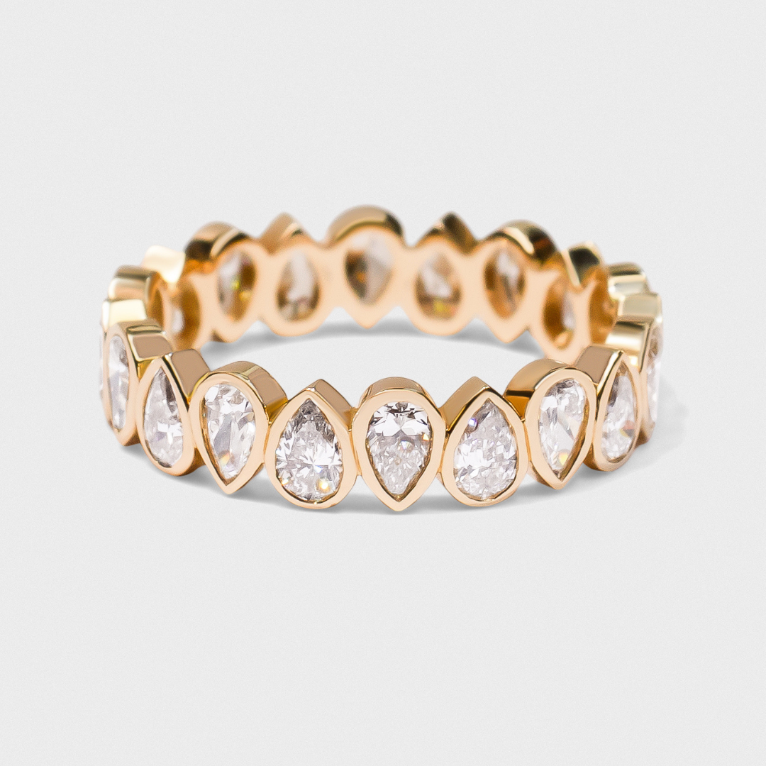 Bezel Set Pear Shape Band