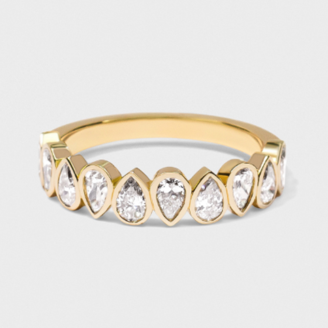 Bezel Set Pear Shape Band