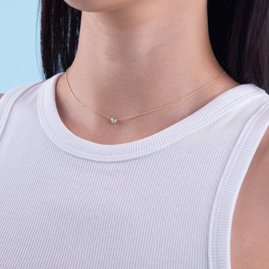 Diamond Bezel Set Oval Necklace