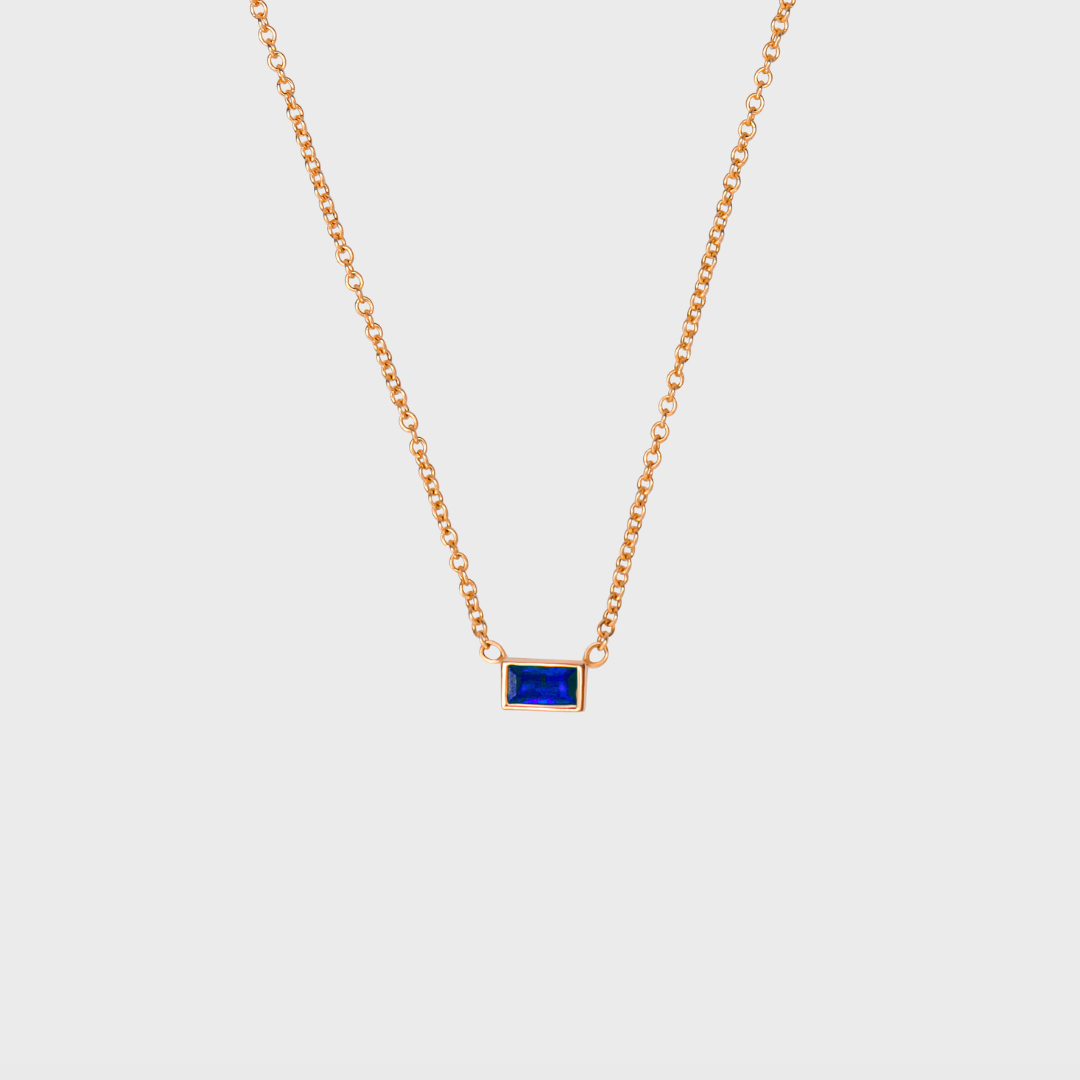 Gemstone Baguette Bezel Necklace
