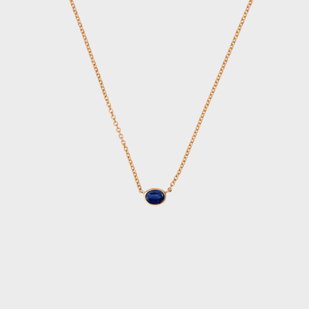 Gemstone Bezel Set Oval Necklace