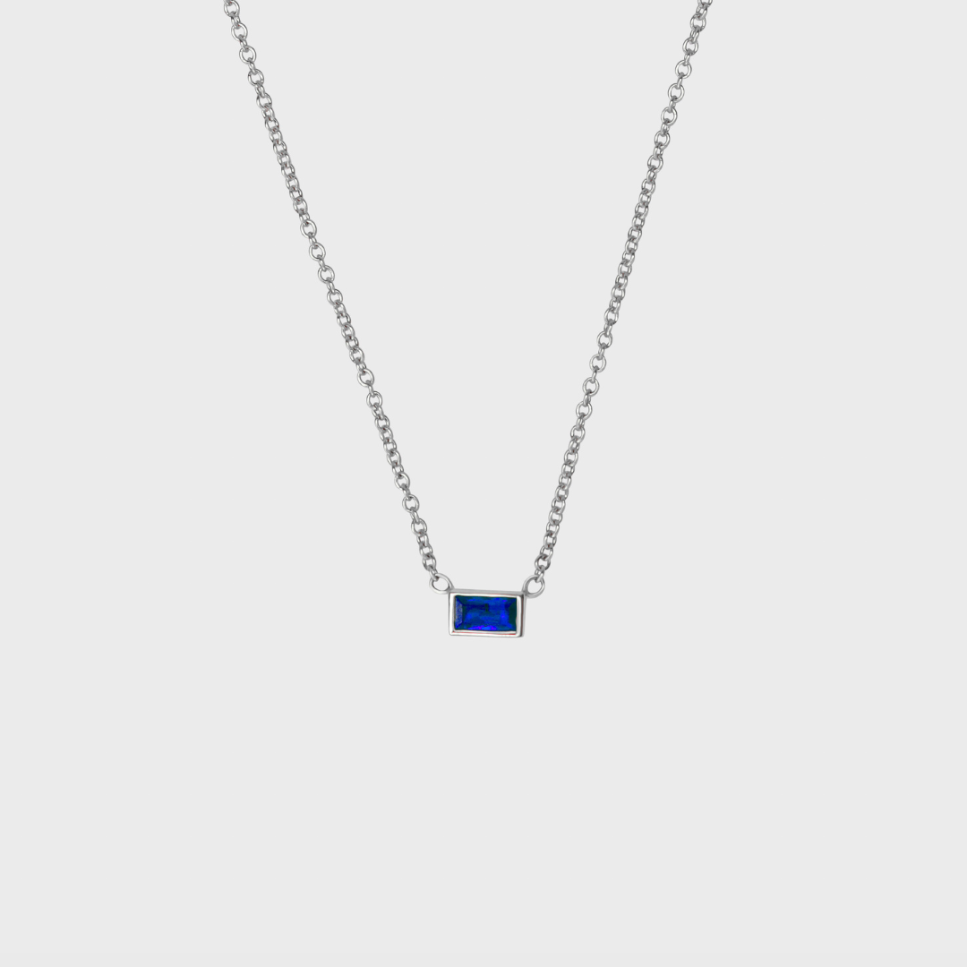 Gemstone Baguette Bezel Necklace