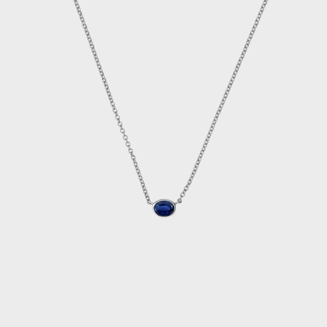 Gemstone Bezel Set Oval Necklace