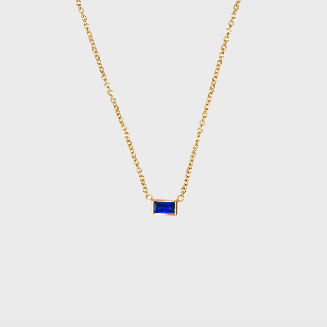 Gemstone Baguette Bezel Necklace