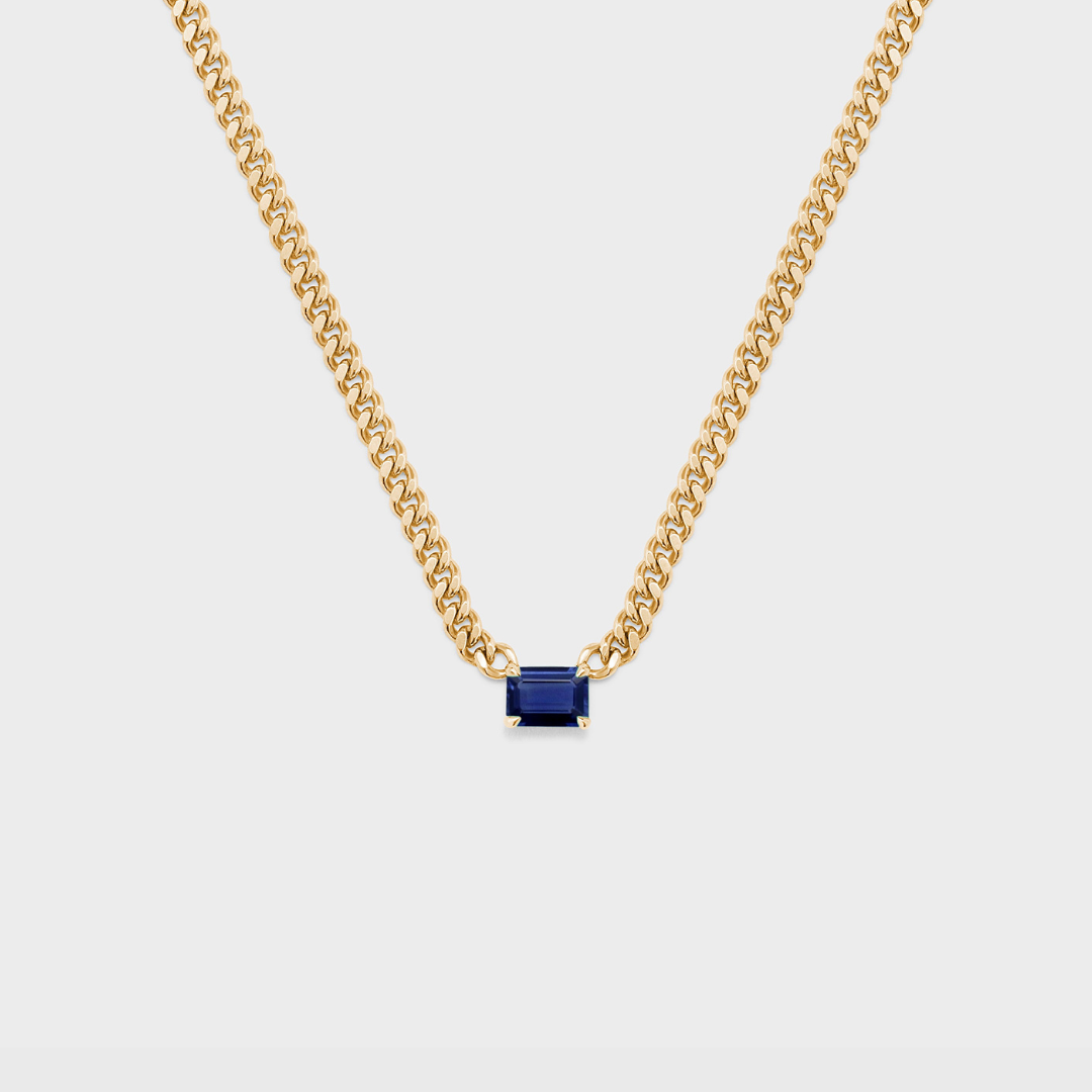 Gemstone Emerald Cut Chelsea Chain Necklace