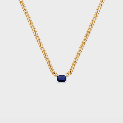 Gemstone Emerald Cut Chelsea Chain Necklace